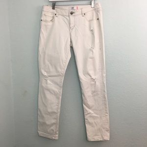Cabi 5089 Slim Boyfriend Ivory Jeans Distressed 10